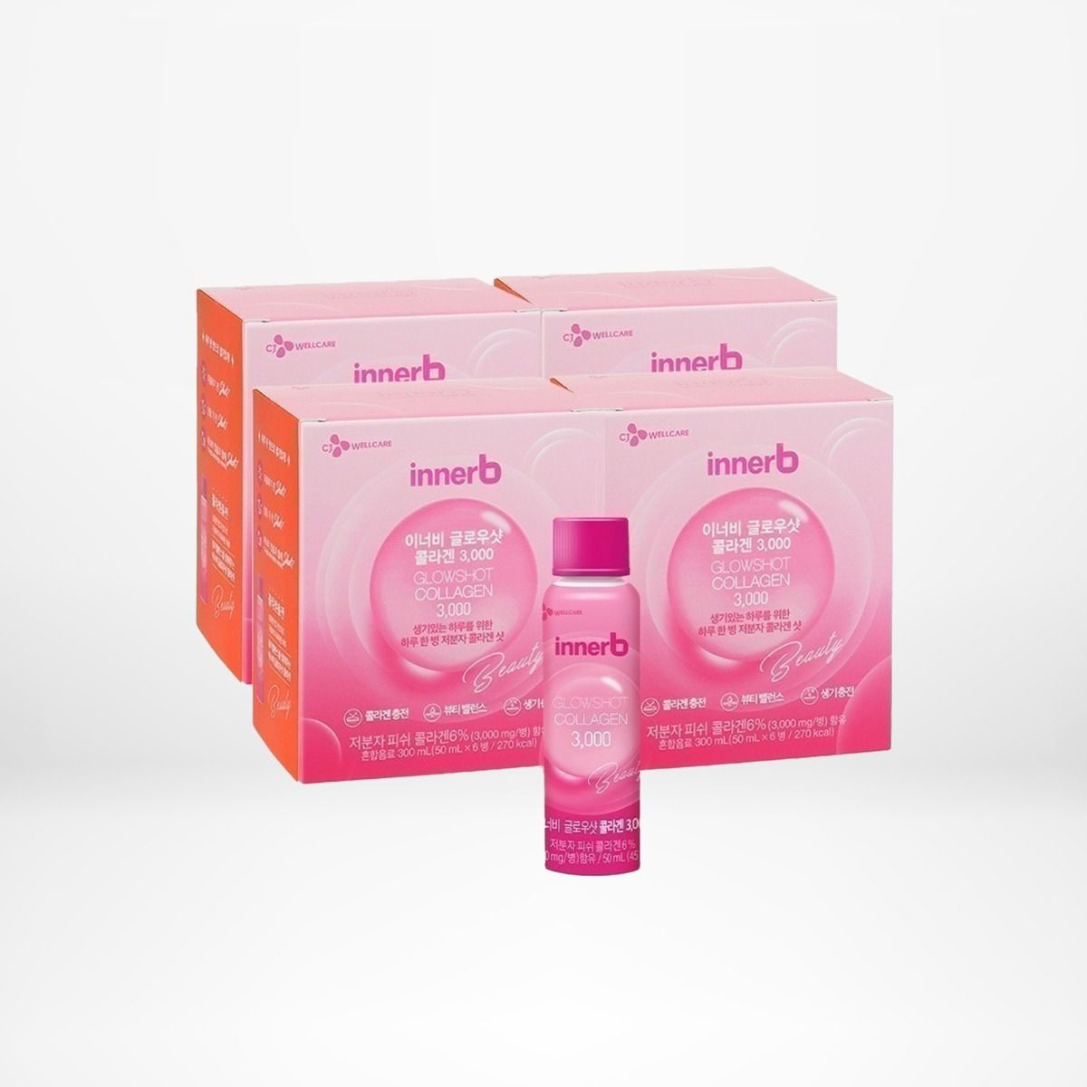 Combo 4 hộp nước uống Collagen Vitamin C sáng da Innerb Glowshot (50mlx6)