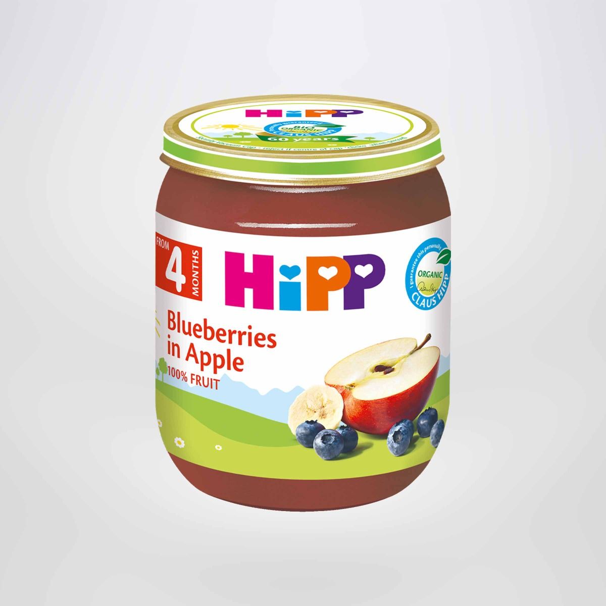 Dinh dưỡng đóng lọ ăn dặm Dâu tím, táo tây HiPP Organic 125g