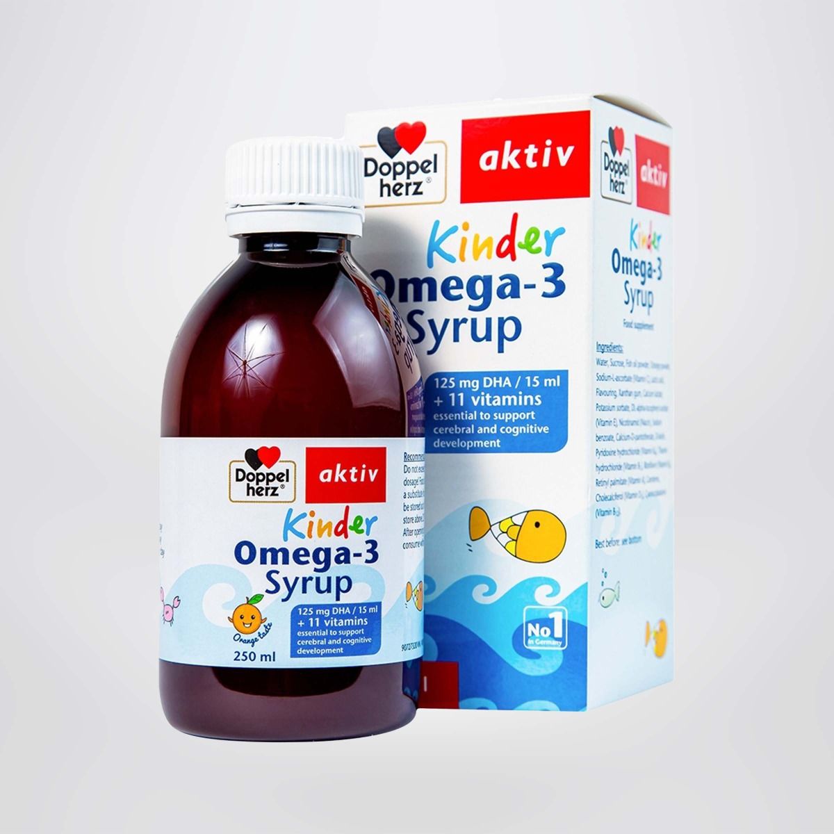 Siro Hỗ Trợ Phát Triển Não Bộ Và Thị Lực Cho Bé Doppelherz Aktiv Kinder Omega-3 Syrup