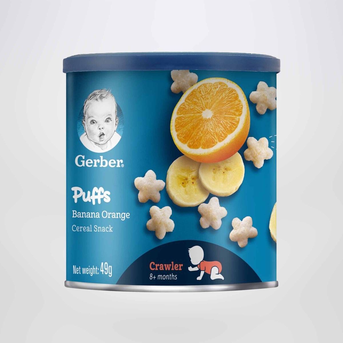 Bánh ăn dặm Gerber Puffs vị Chuối Cam - Hộp 49g
