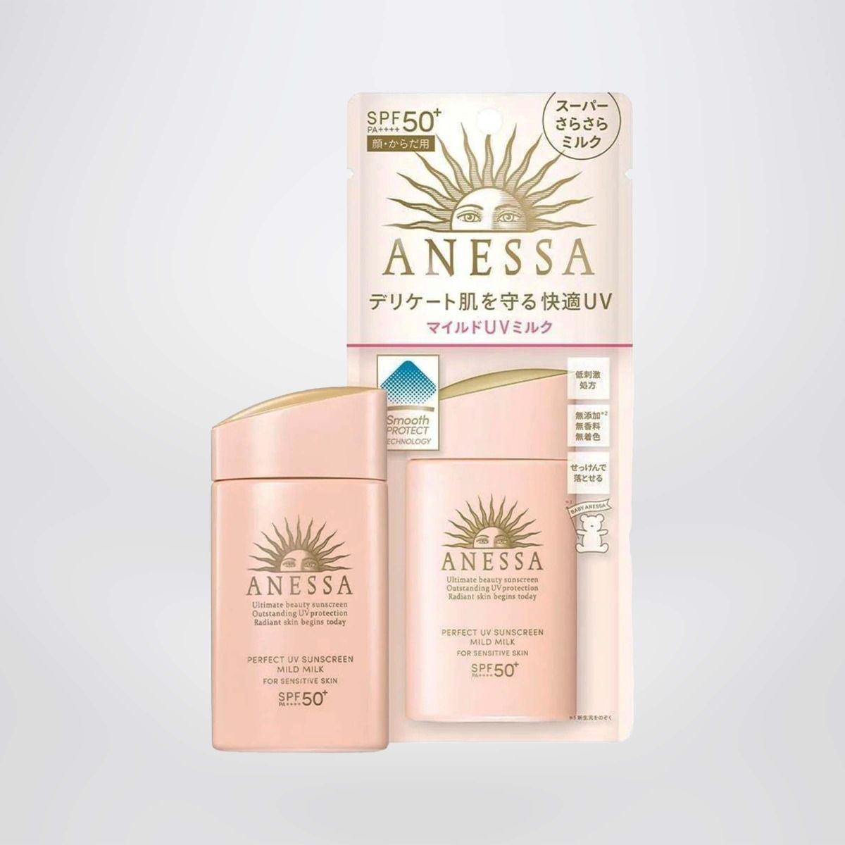 Kem chống nắng dạng sữa dưỡng da dịu nhẹ cho da nhạy cảm và trẻ em ANESSA Perfect UV Sunscreen Mild Milk SPF 50+ PA++++