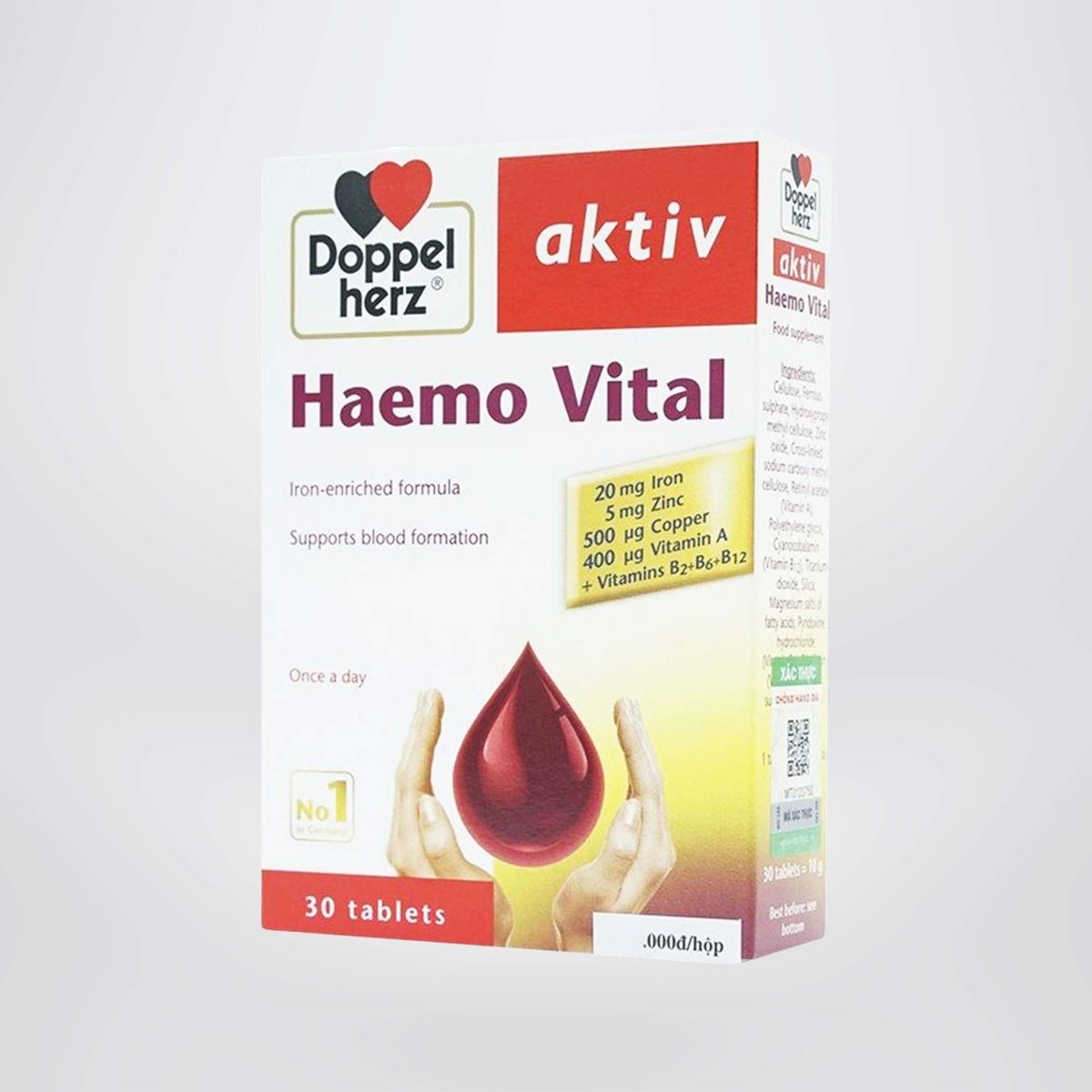 Viên uống bổ sung sắt và vitamin, ngừa thiếu máu DoppelHerz Aktiv Haemo Vital