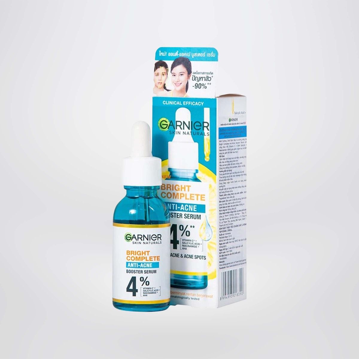 Dưỡng chất cho da dầu mụn Garnier Bright Complete Anti-Acnes Booster Serum 4% 30ml