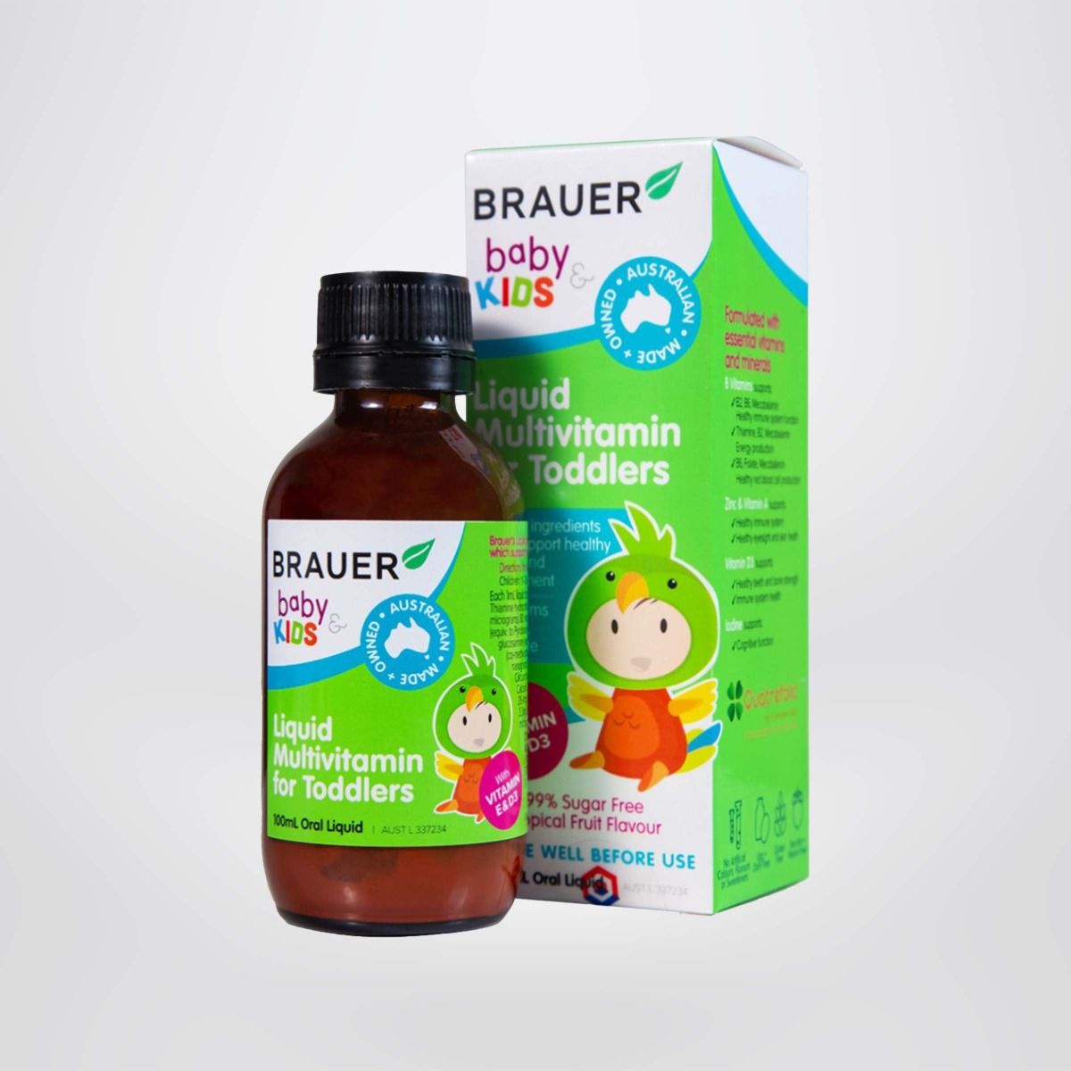 Siro BRAUER Kids Liquid Multivitamin for Toddlers- Vitamin Tổng Hợp cho trẻ từ 1-3 tuổi (100ml)