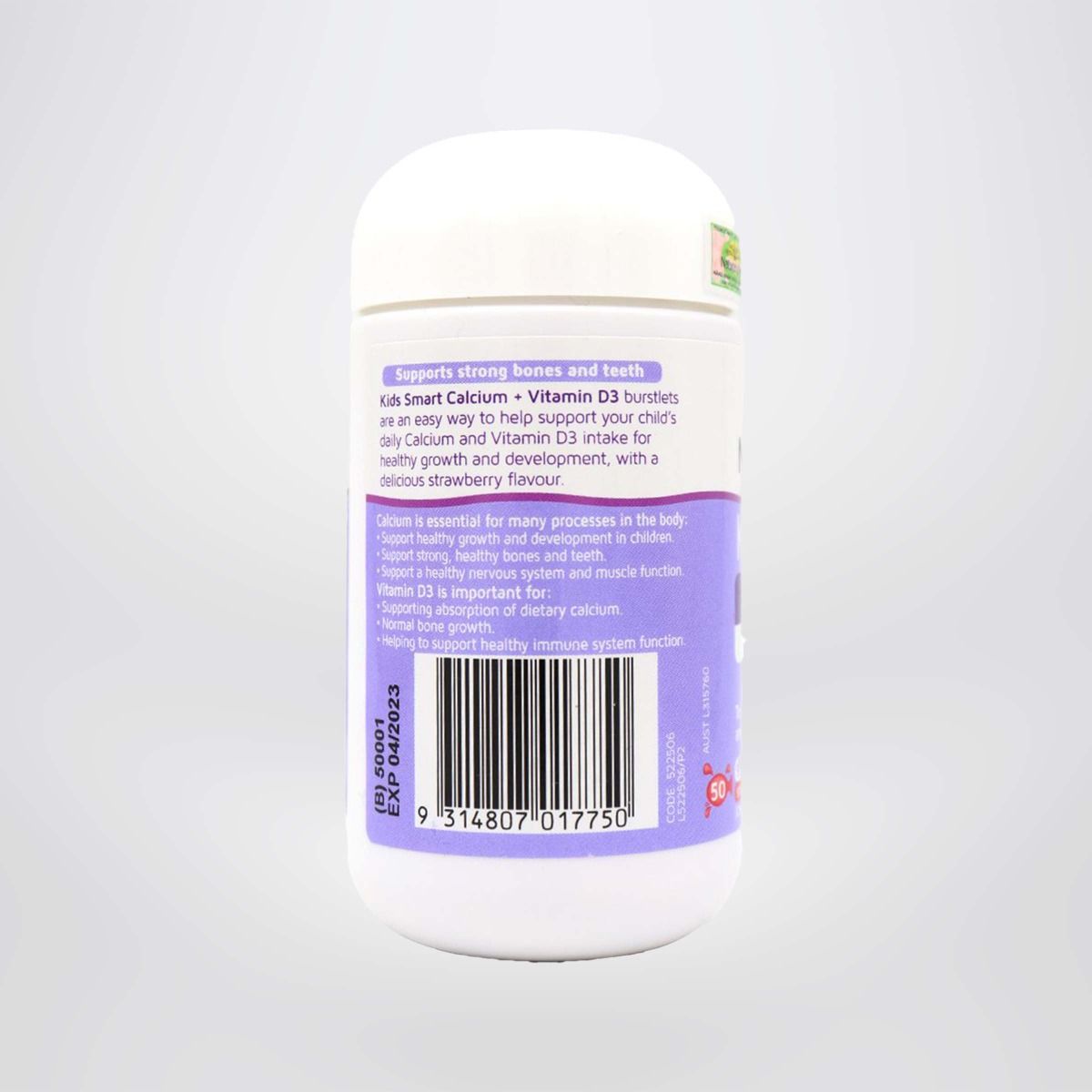 Viên Nhai Cho Bé Nature’s Way Kids Smart Calcium + Vitamin D3 Burstlets Bổ Sung Canxi Giúp Bé Phát Triển Chiều Cao