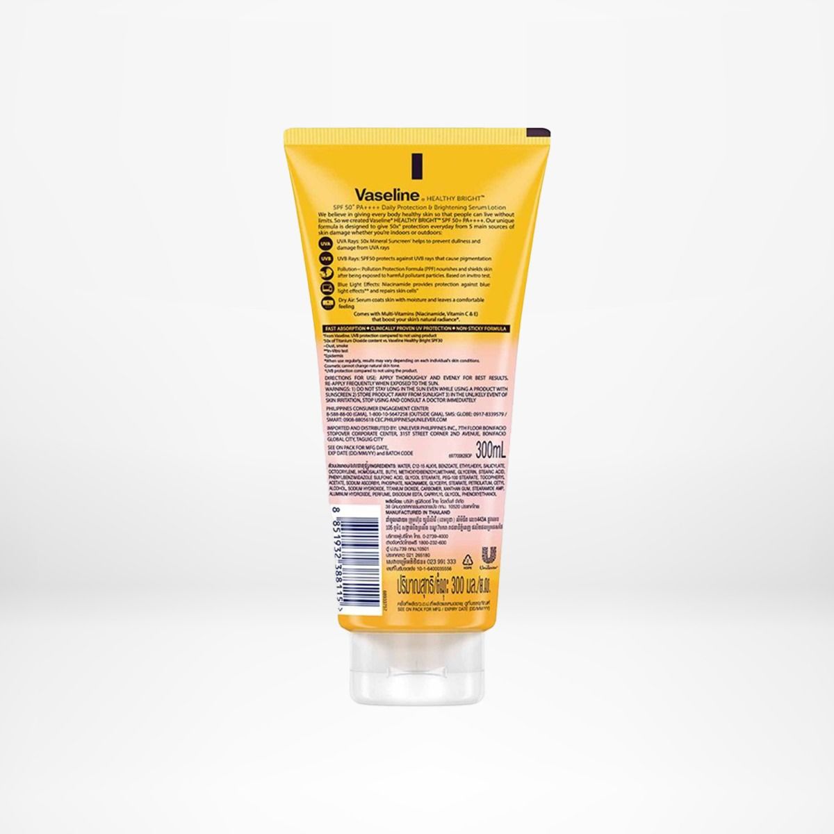 Sữa Dưỡng Thể Trắng Da Vaseline Healthy Bright Dưỡng Da Nâng Tông Tức 50X Spf50+ Pa++++ 300ML dưỡng da/ nâng tông