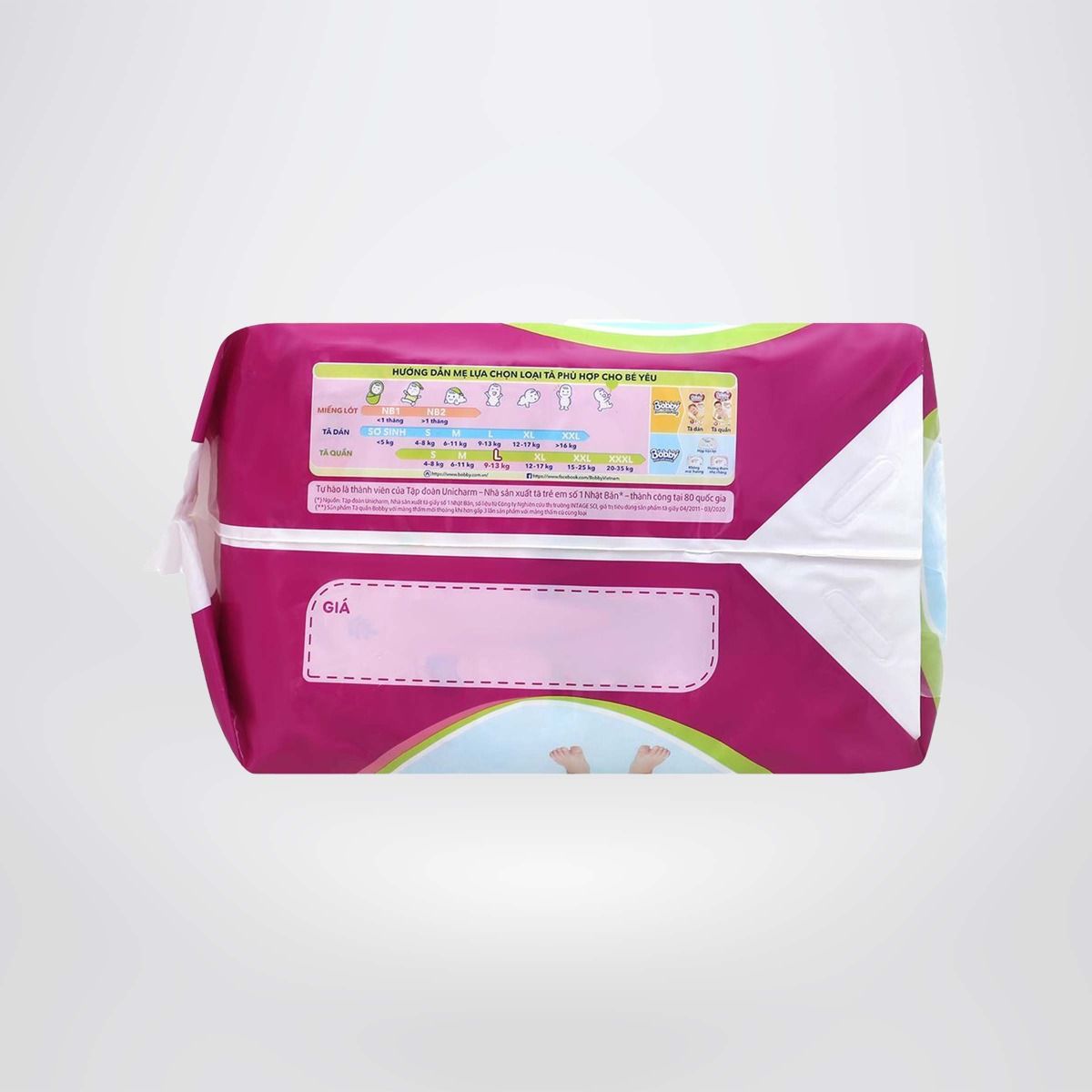 Tã/bỉm quần Bobby 3mm Mega Jumbo Gạo non L96