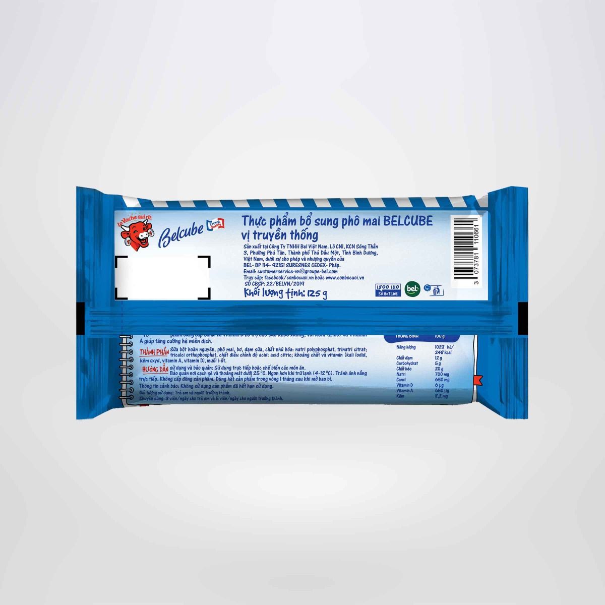 Phô mai vuông Belcube Loại 24 viên (125g)