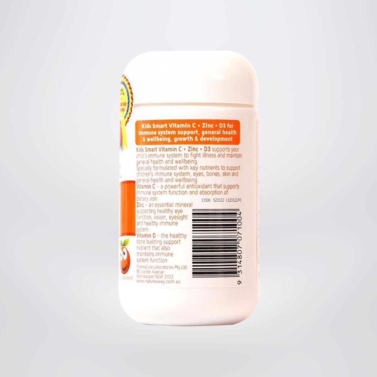 Viên Nhai Nature’s Way Kids Smart Vitamin C+ZinC+D3 Chewable Tablets Bổ Sung Vitamin Cho Bé Phát Triển Toàn Diện