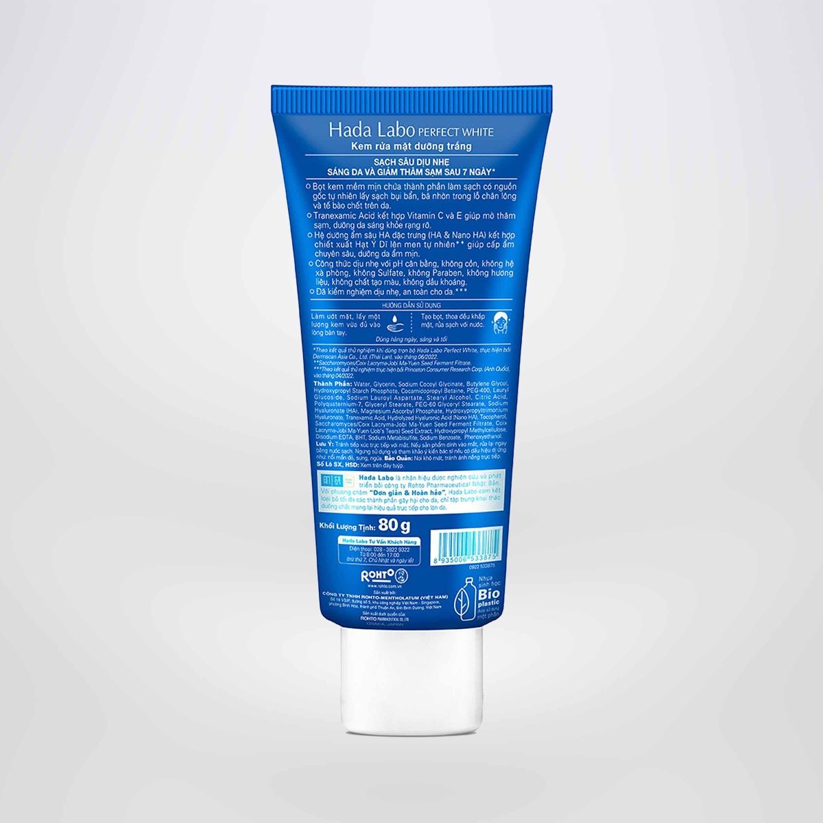 Kem rửa mặt Hada Labo Perfect White Tranexamic Acid Cleanser 80g