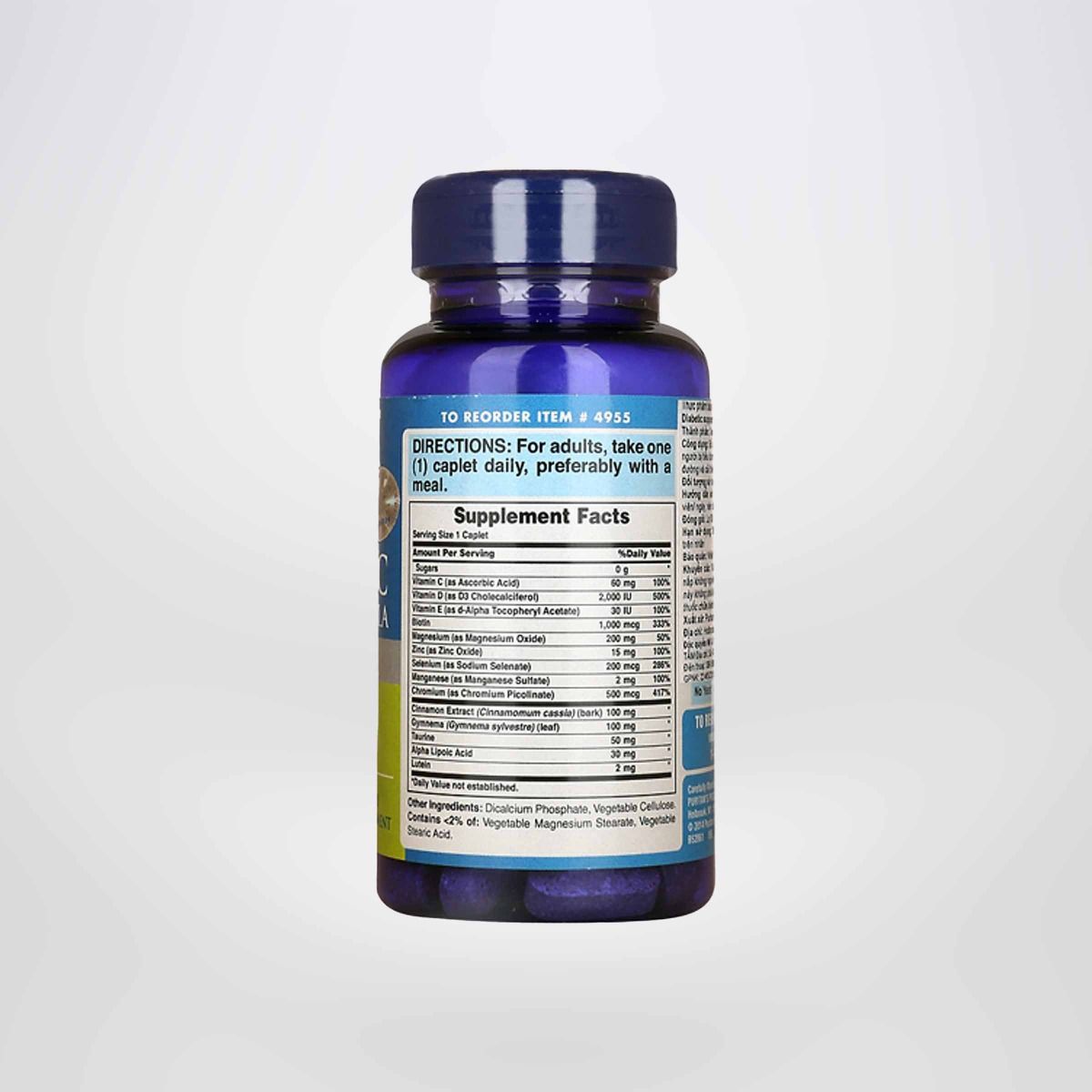 Vitamin cho người tiểu đường Diabetic support của Puritan's Pride, lọ 60 viên