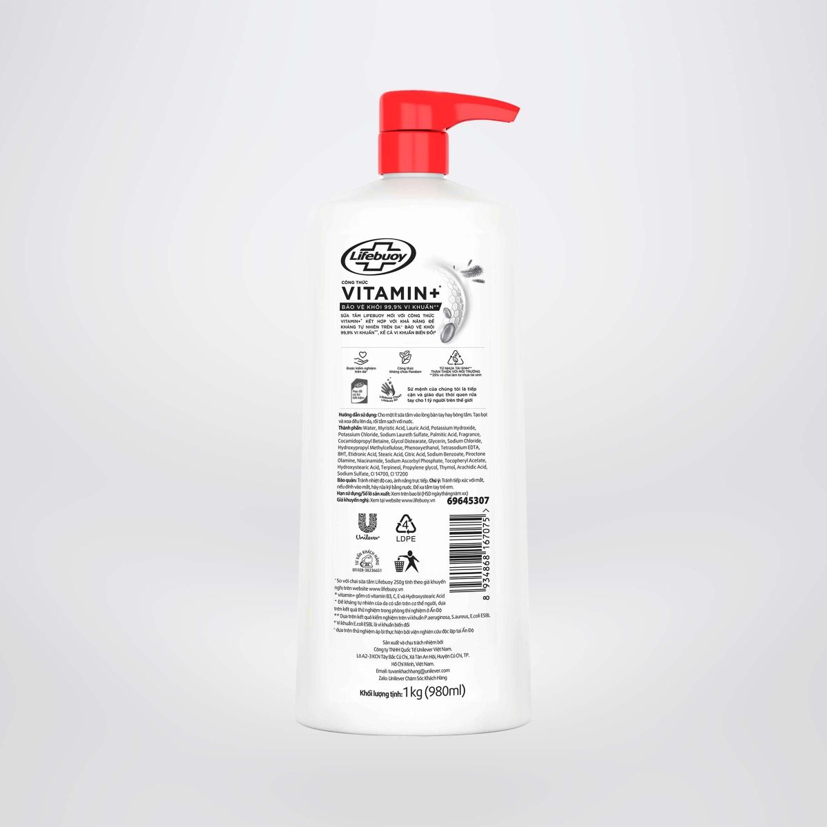 Sữa tắm Lifebuoy 1Kg Bảo vệ khỏi 99.9% vi khuẩn