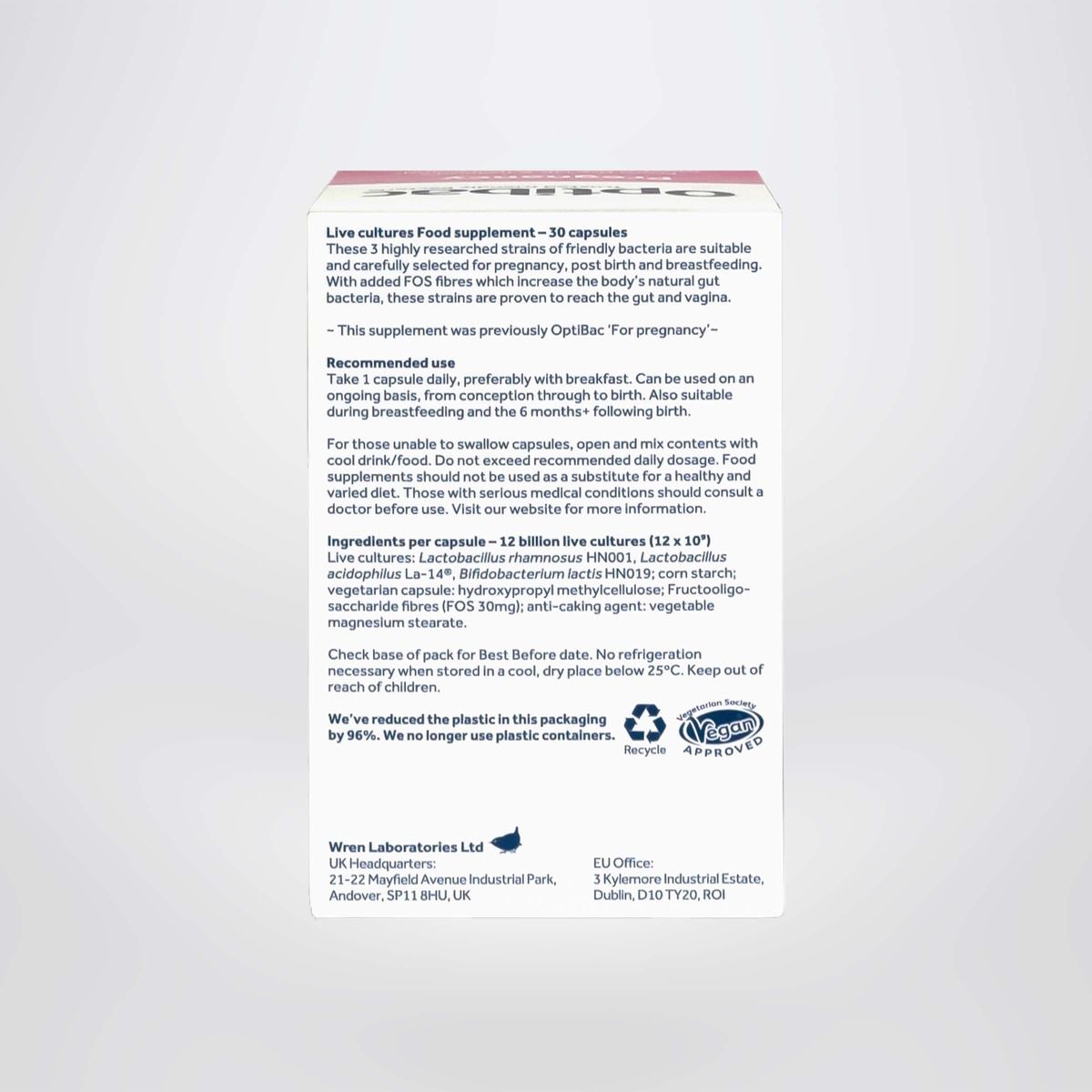 Men vi sinh Optibac Probiotics Pregnancy dành cho Phụ Nữ Có Thai và Cho Con Bú