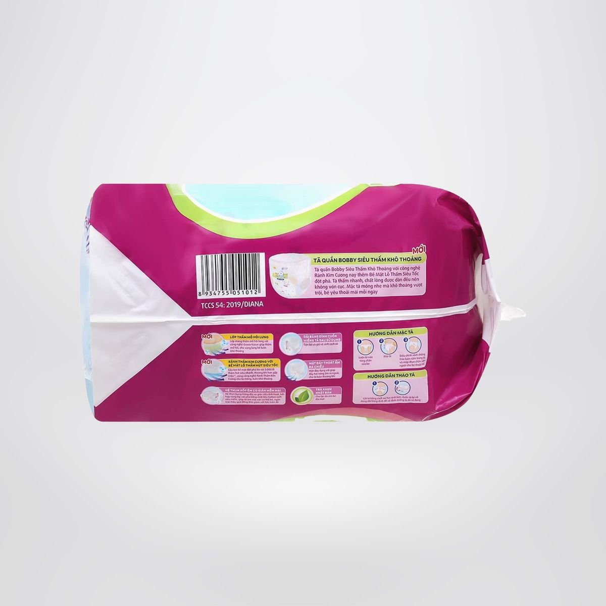 Tã/bỉm quần Bobby 3mm Mega Jumbo Gạo non L96