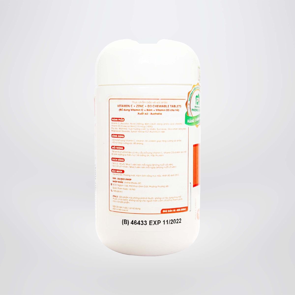 Viên Nhai Nature’s Way Kids Smart Vitamin C+ZinC+D3 Chewable Tablets Bổ Sung Vitamin Cho Bé Phát Triển Toàn Diện