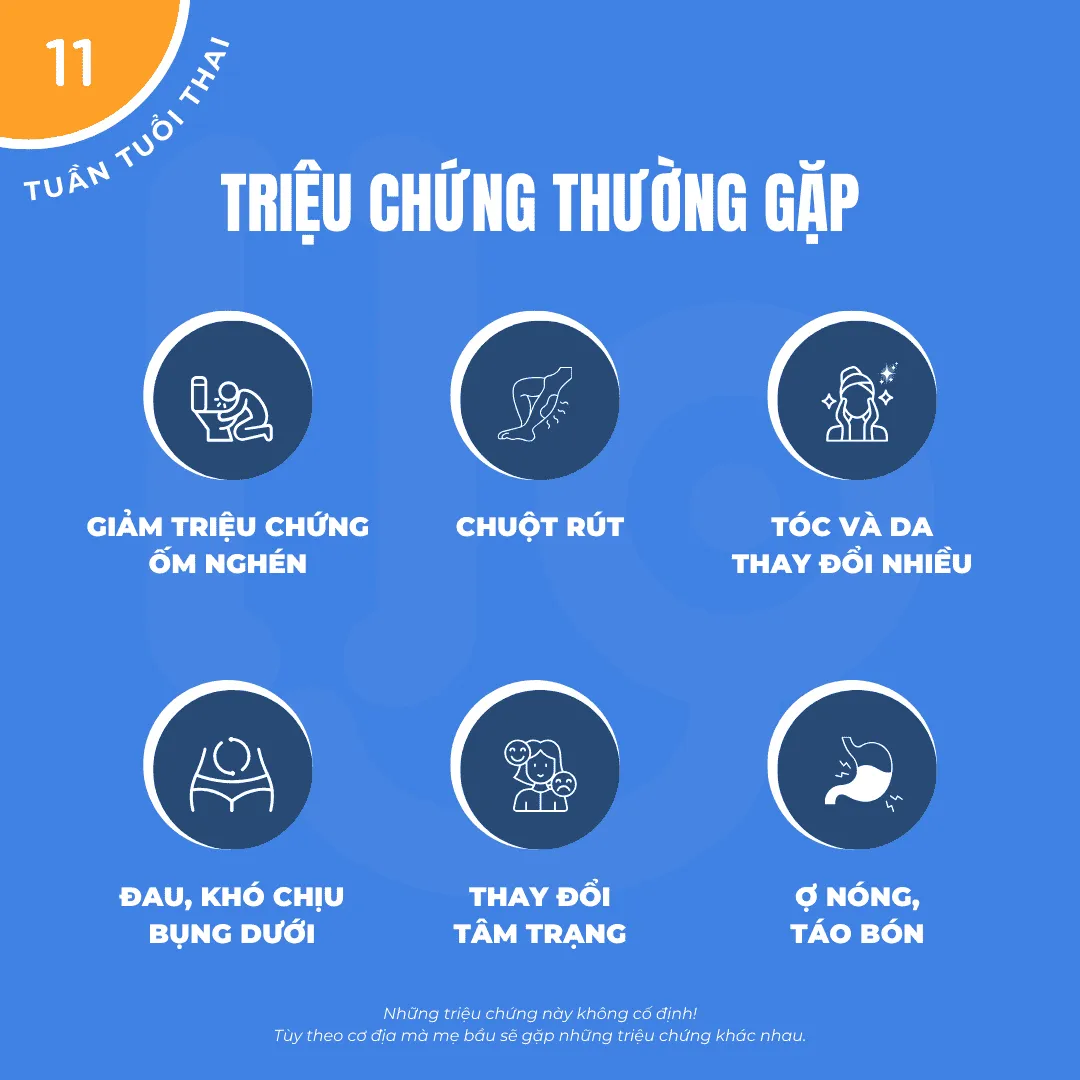 triệu chứng thường gặp khi mang thai 11 tuần