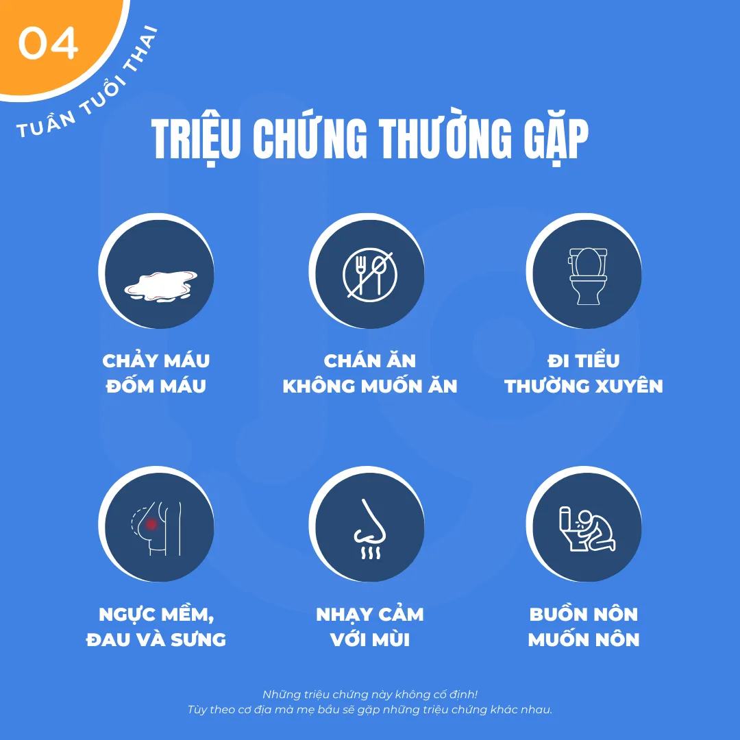 triệu chứng thường gặp khi mang thai 4 tuần