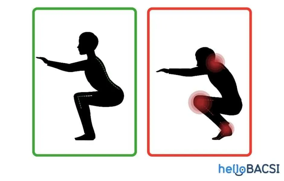 Tư thế squat đúng cách với chân, đầu gối và mông