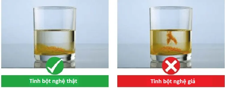 Cách nhận biết tinh bột nghệ thật bằng nước