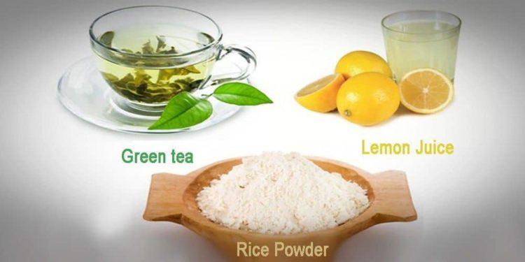 Mặt nạ trà xanh, bột gạo và nước ép chanh