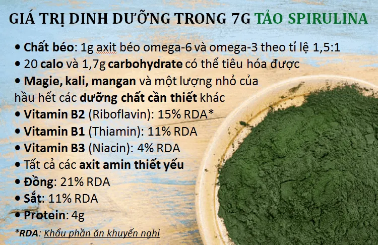 gía trị dinh dưỡng của tảo xoắn 