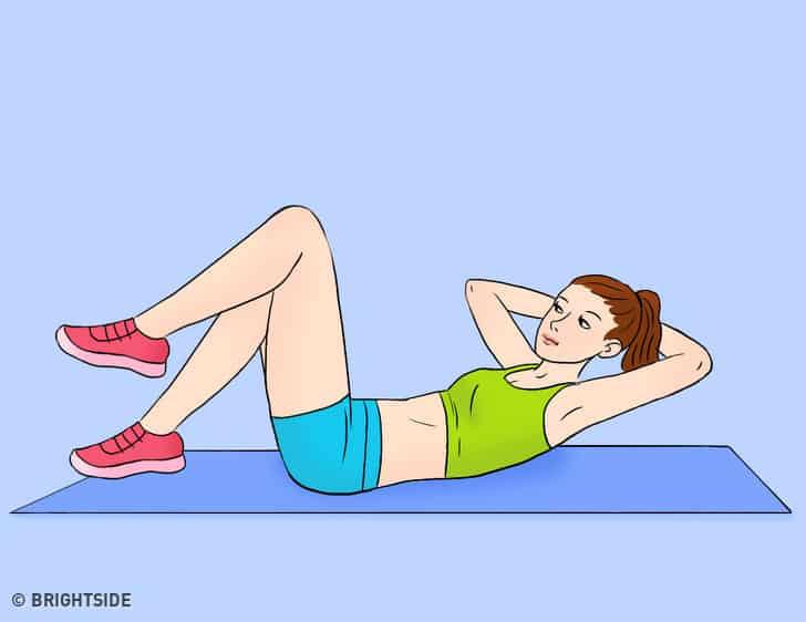 gập bụng đạp xe giúp giảm mỡ bụng sau sinh