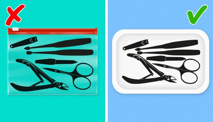 sai lầm khi cắt móng tay: không vệ sinh dụng cụ làm móng