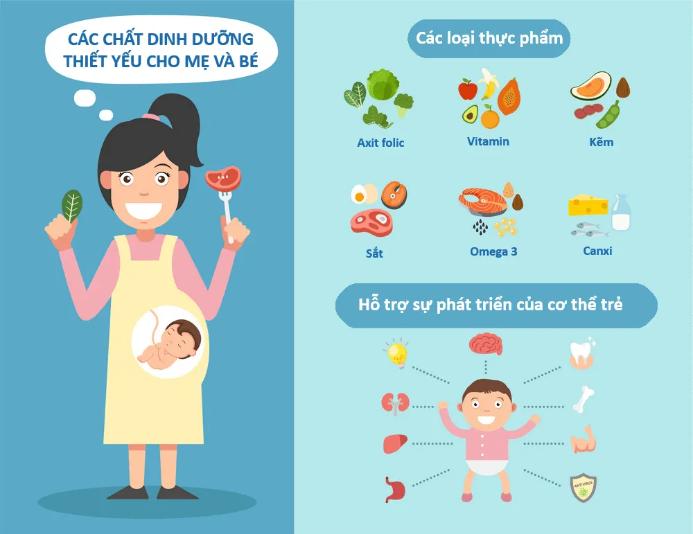 các chất dinh dưỡng cho mẹ và bé