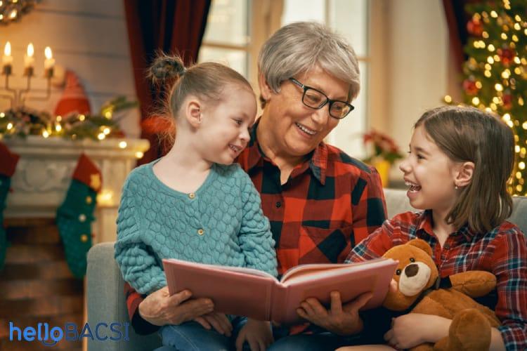 bà và cháu cùng đọc sách