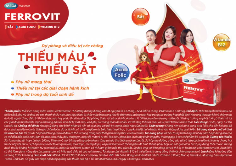 FERROVIT hỗ trợ điều trị thiếu máu, thiếu sắt