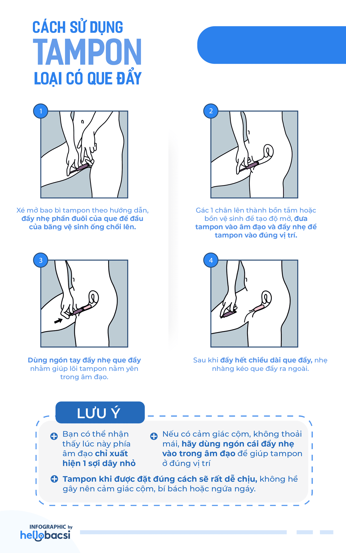 Cách sử dụng tampon có que đẩy 