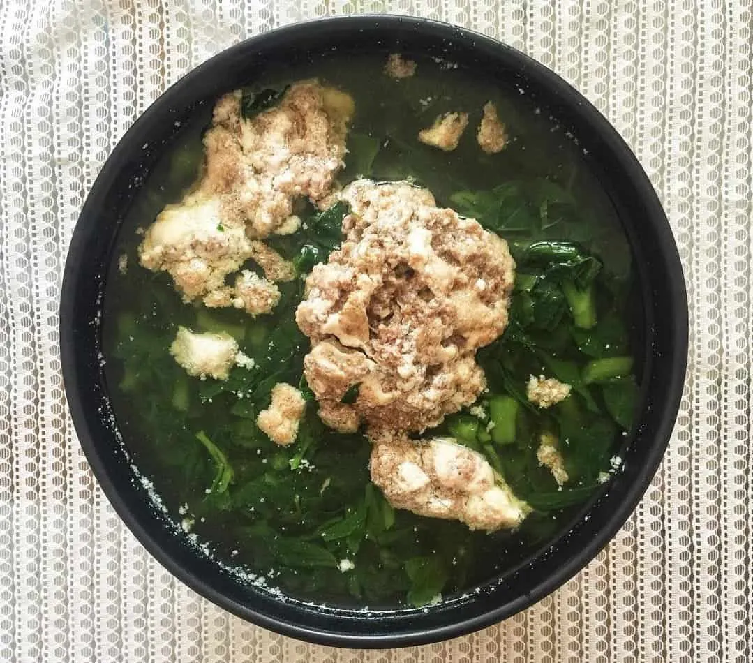 canh rau mồng tơi nấu cua