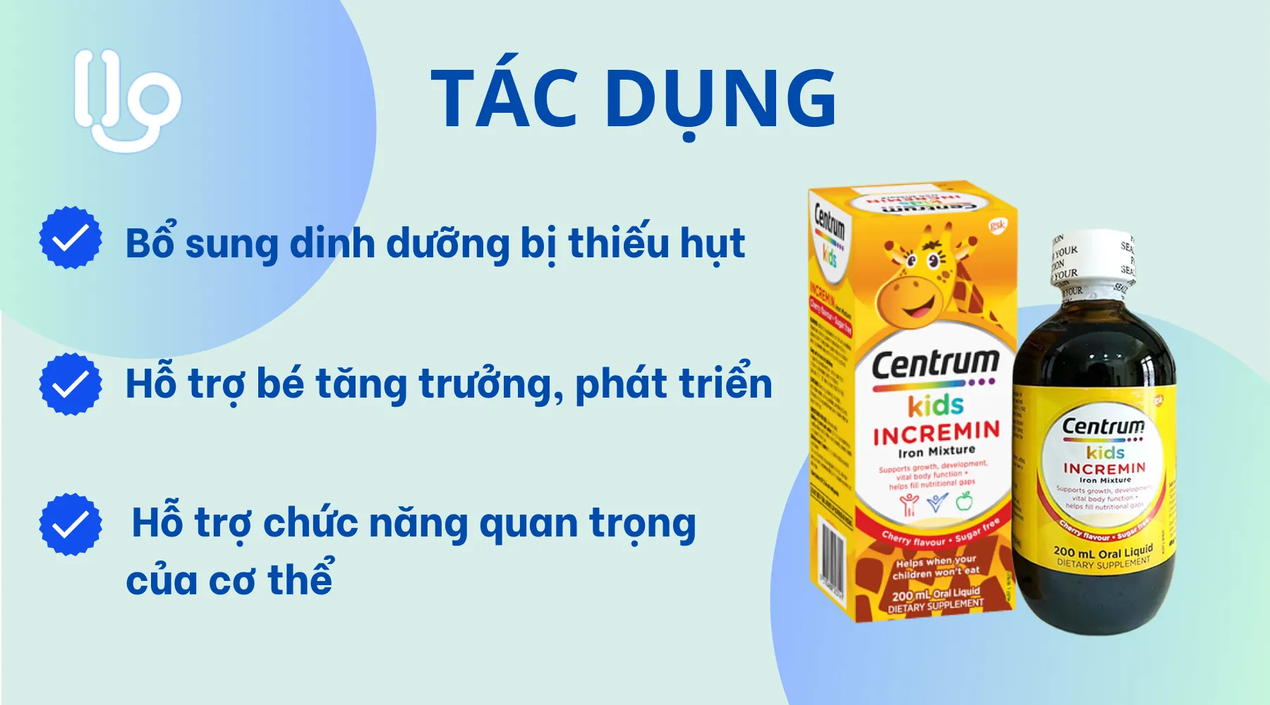 Tác dụng của Centrum Kids Incremin