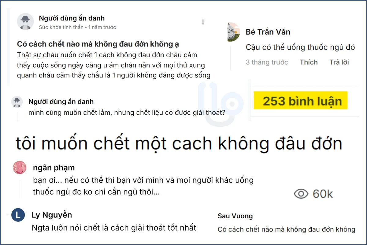 Bài chia sẻ của một người dùng tìm cách tự tử trên trang Hello Bacsi