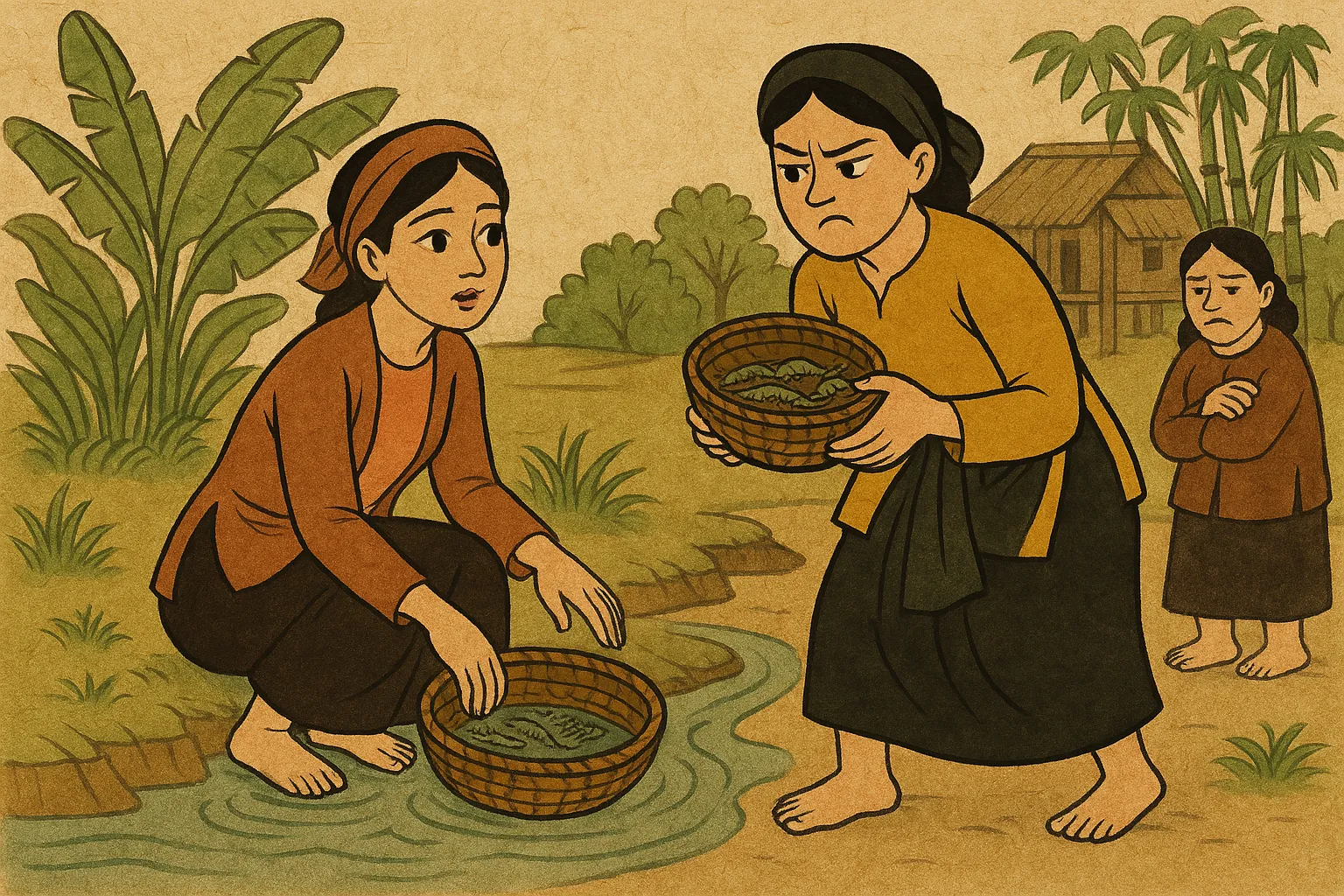 cám lấy trộm tôm tép của tấm